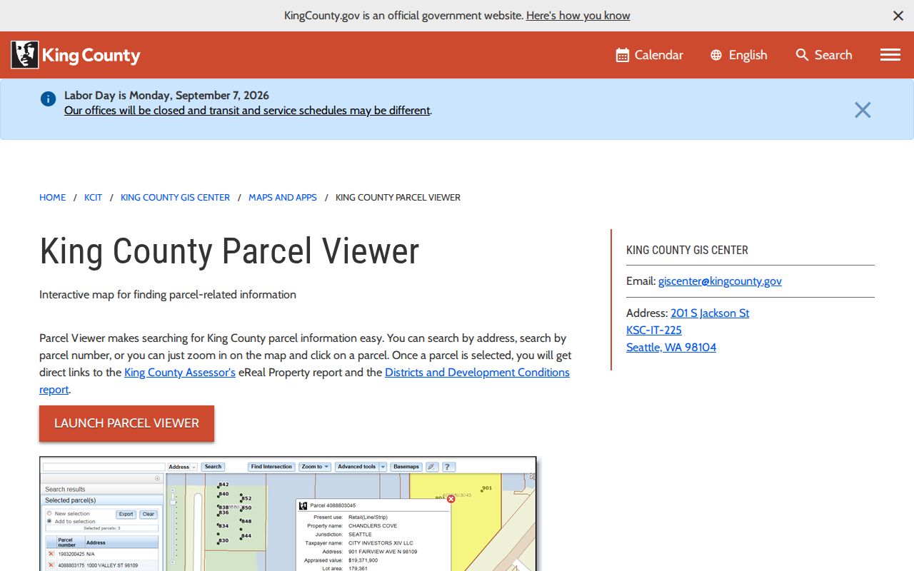 Kirkland residents directory parcel search in King County Parcel Viewer