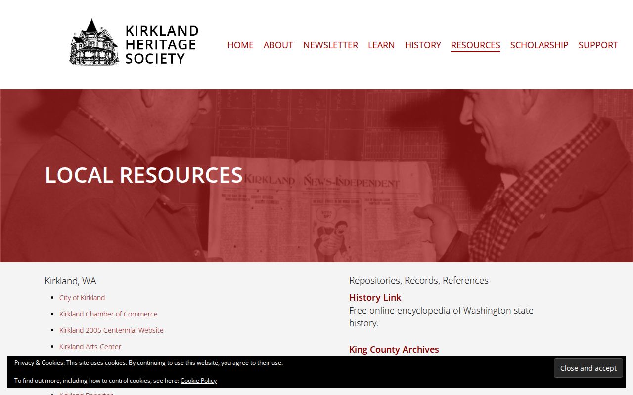 Kirkland residents directory historical resources from Heritage Society